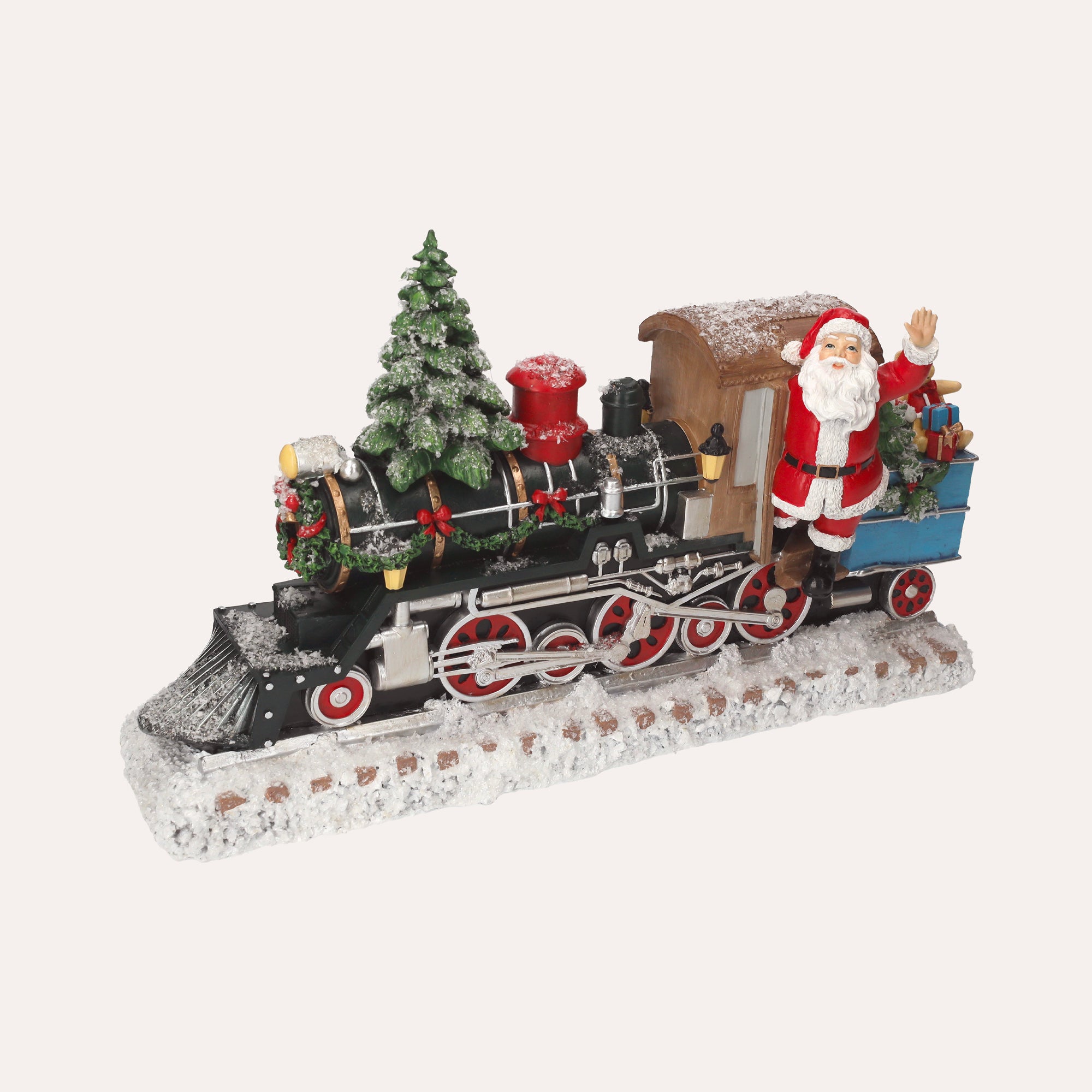 Christmas Train Statue with Santa Claus