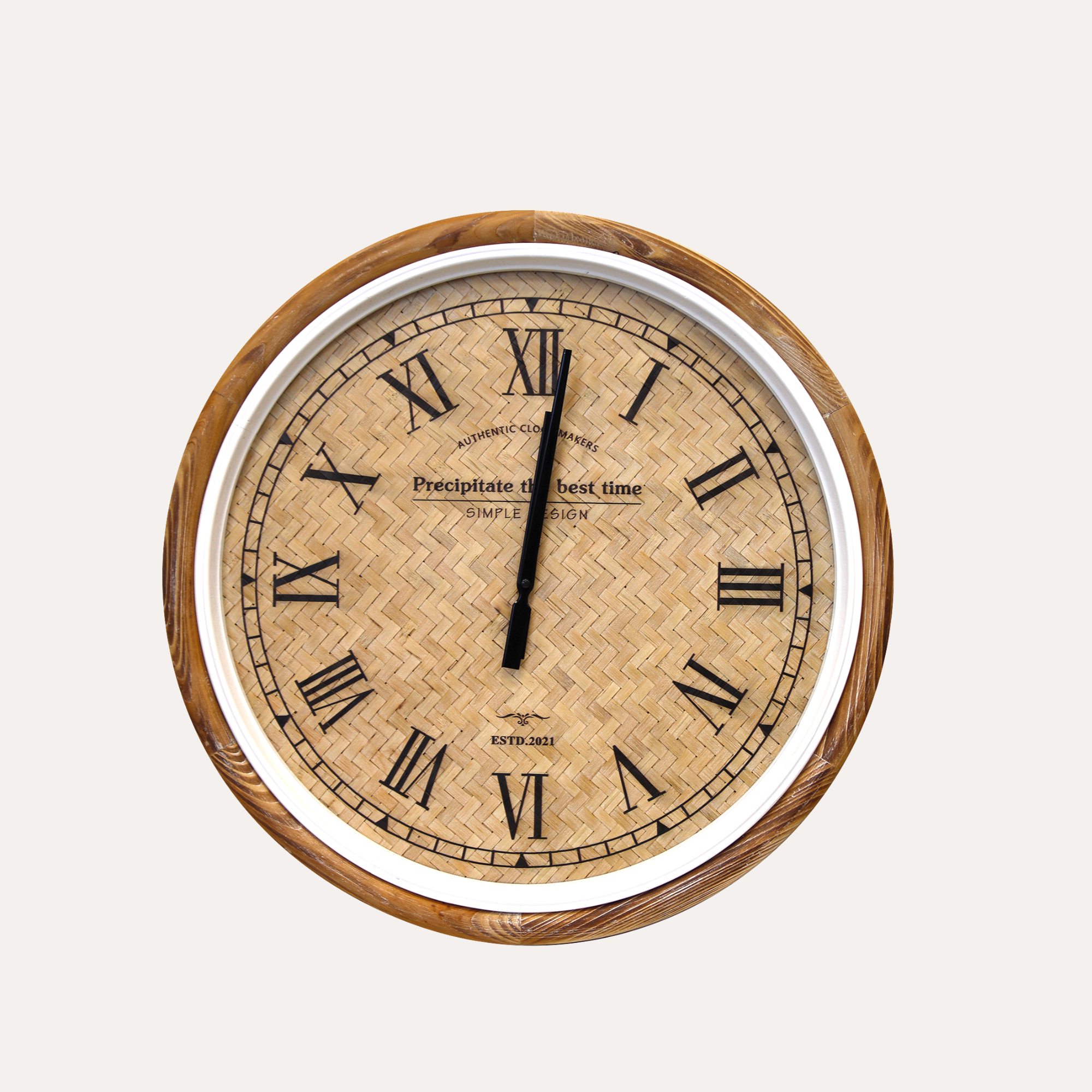 Orologio da Parete in Vimini con Cornice in Legno Ø 60 cm