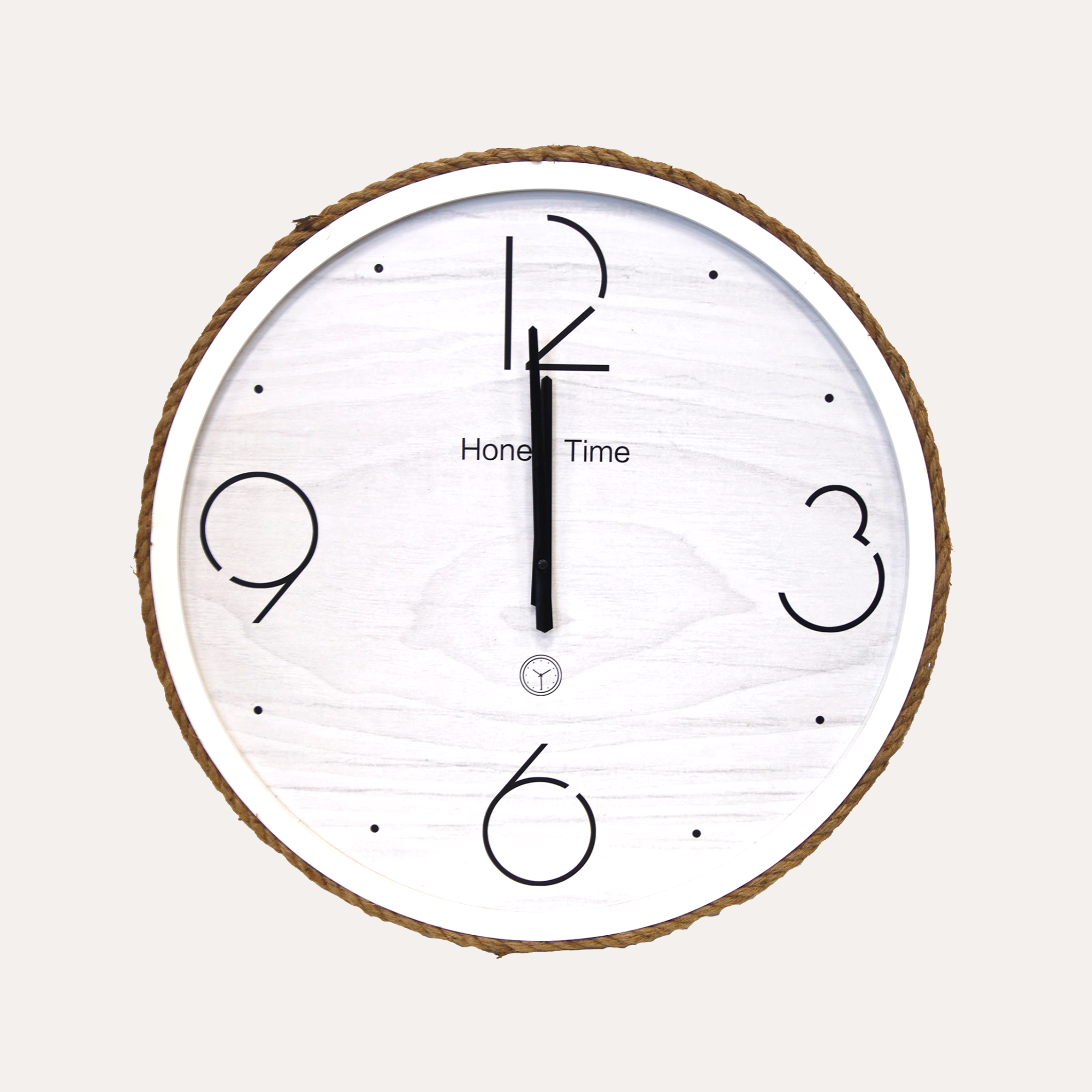 Orologio da Parete Bianco con Bordo in Corda Ø 60 cm