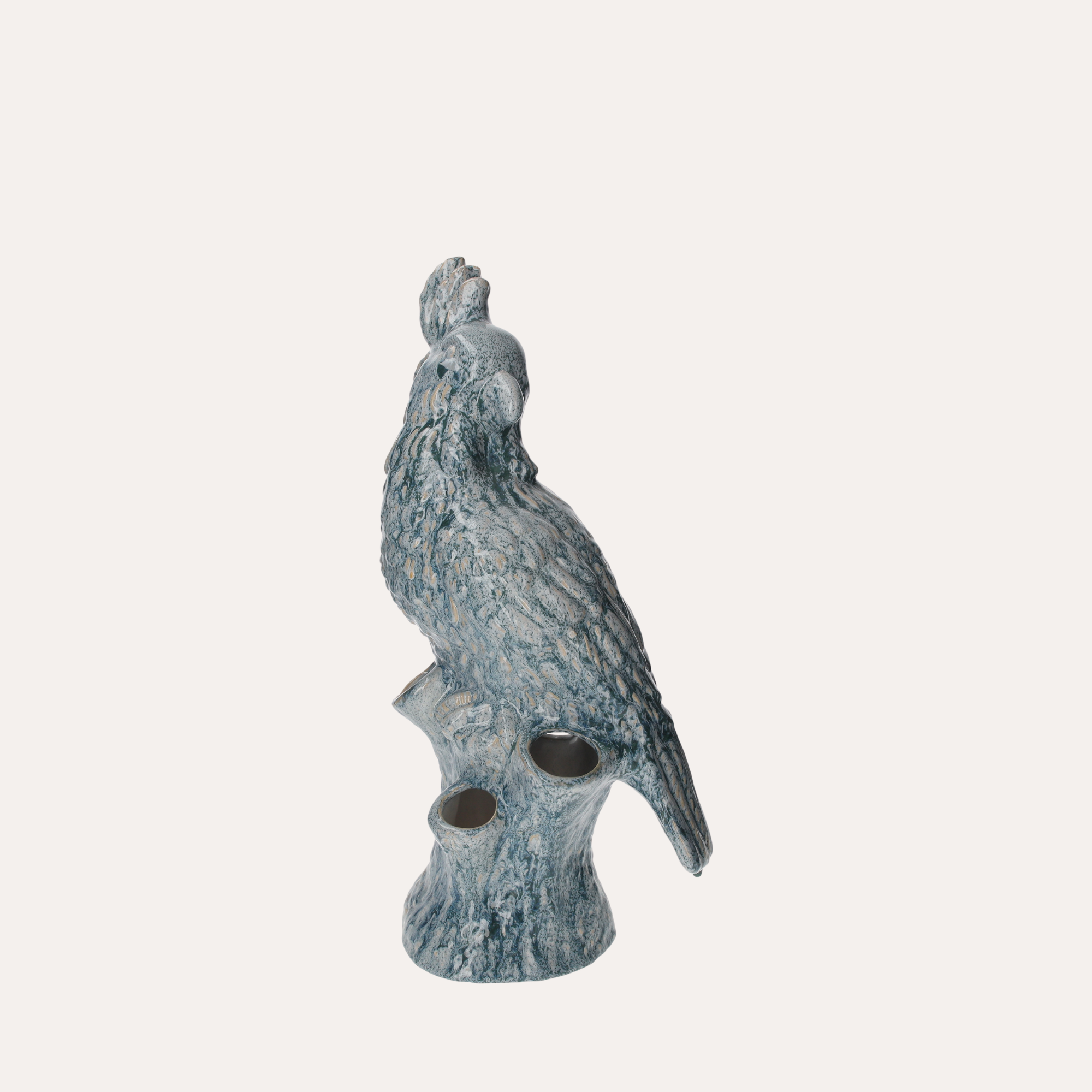 Vaso Pappagallo in Ceramica Azzurro 26x18xh.53 cm