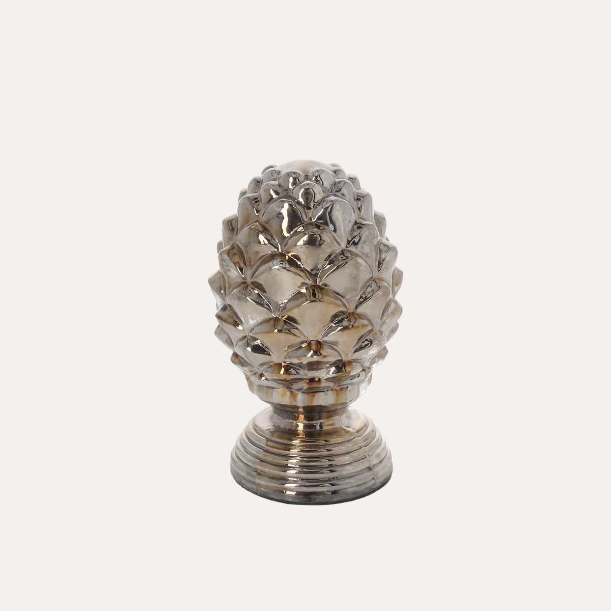 Pigna Decorativa in Vetro Gold/Silver H.26x16 cm