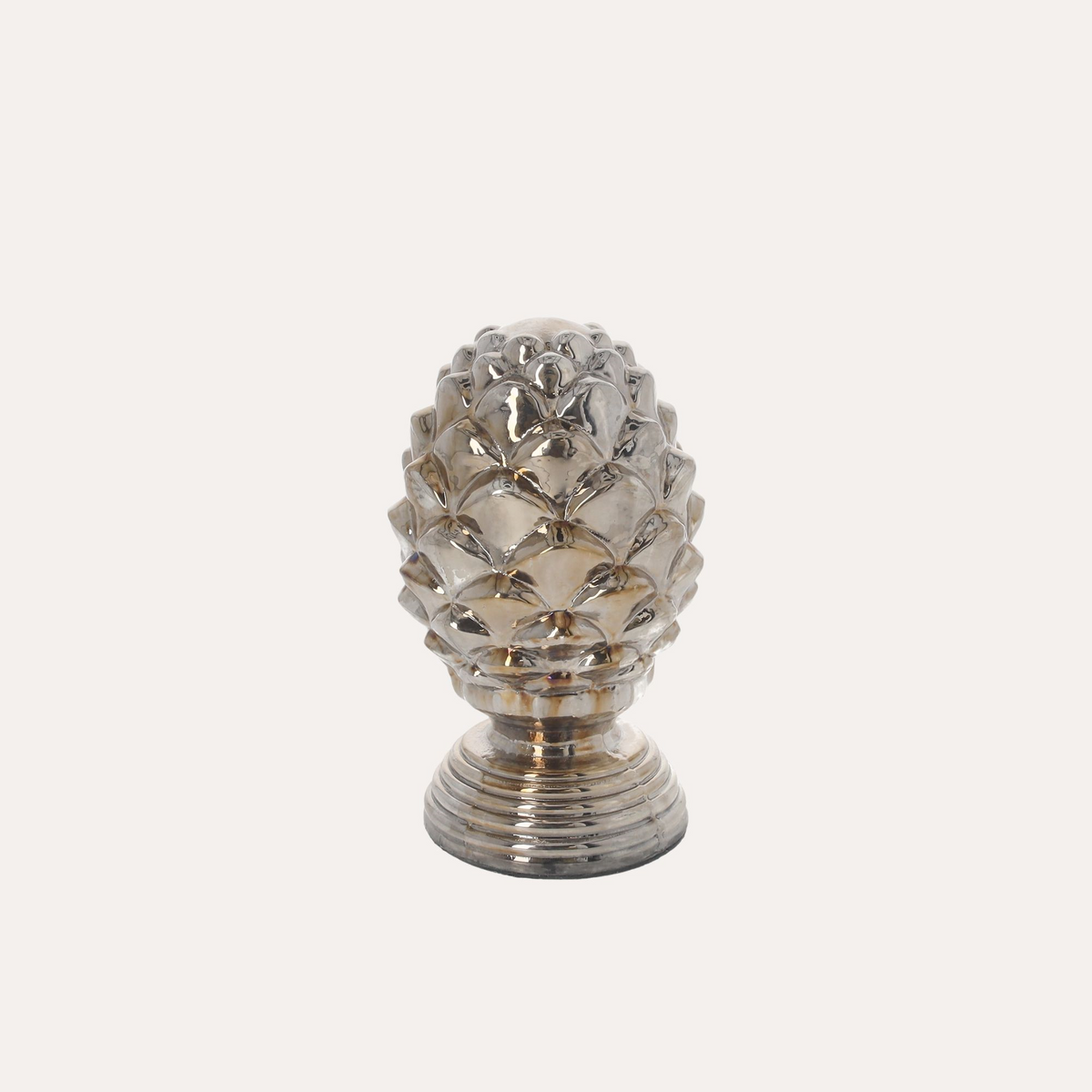 Pigna Decorativa in Vetro Gold/Silver H.19x10 cm