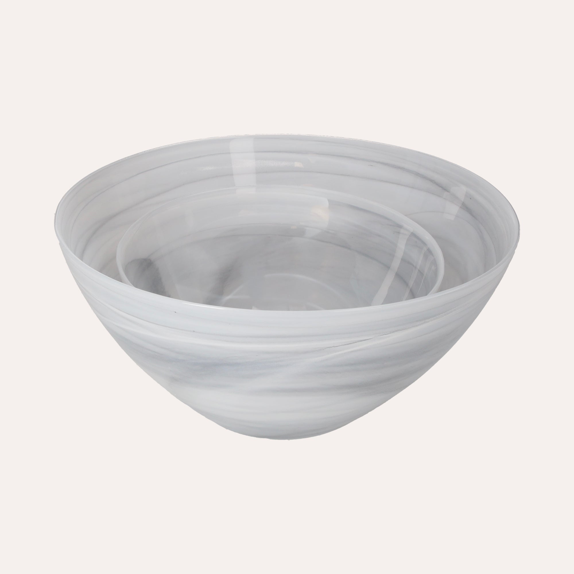 Set di 2 Bowl in Vetro Grigio e Bianco Eleganti
