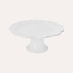 Alzatina Rotonda in Ceramica Bianca con Decoro Barocco