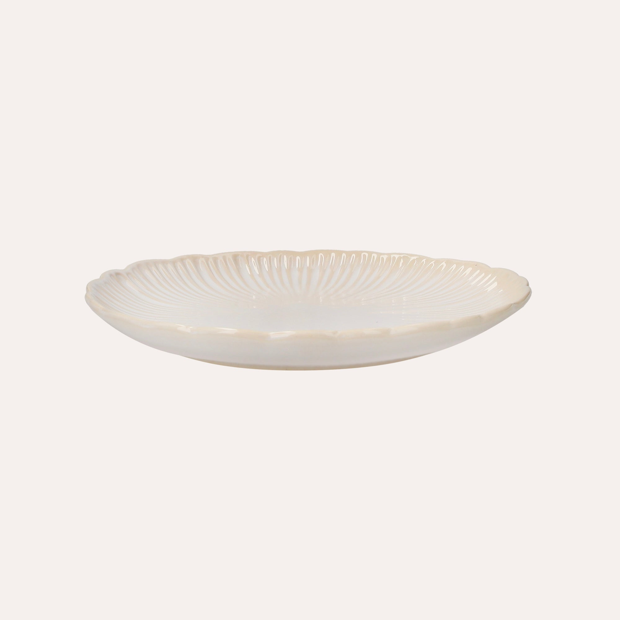 Set di 6 Piatti Dessert in Ceramica Color Crema