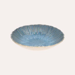 Turquoise Ceramic Salad Bowl with Coral Decoration 