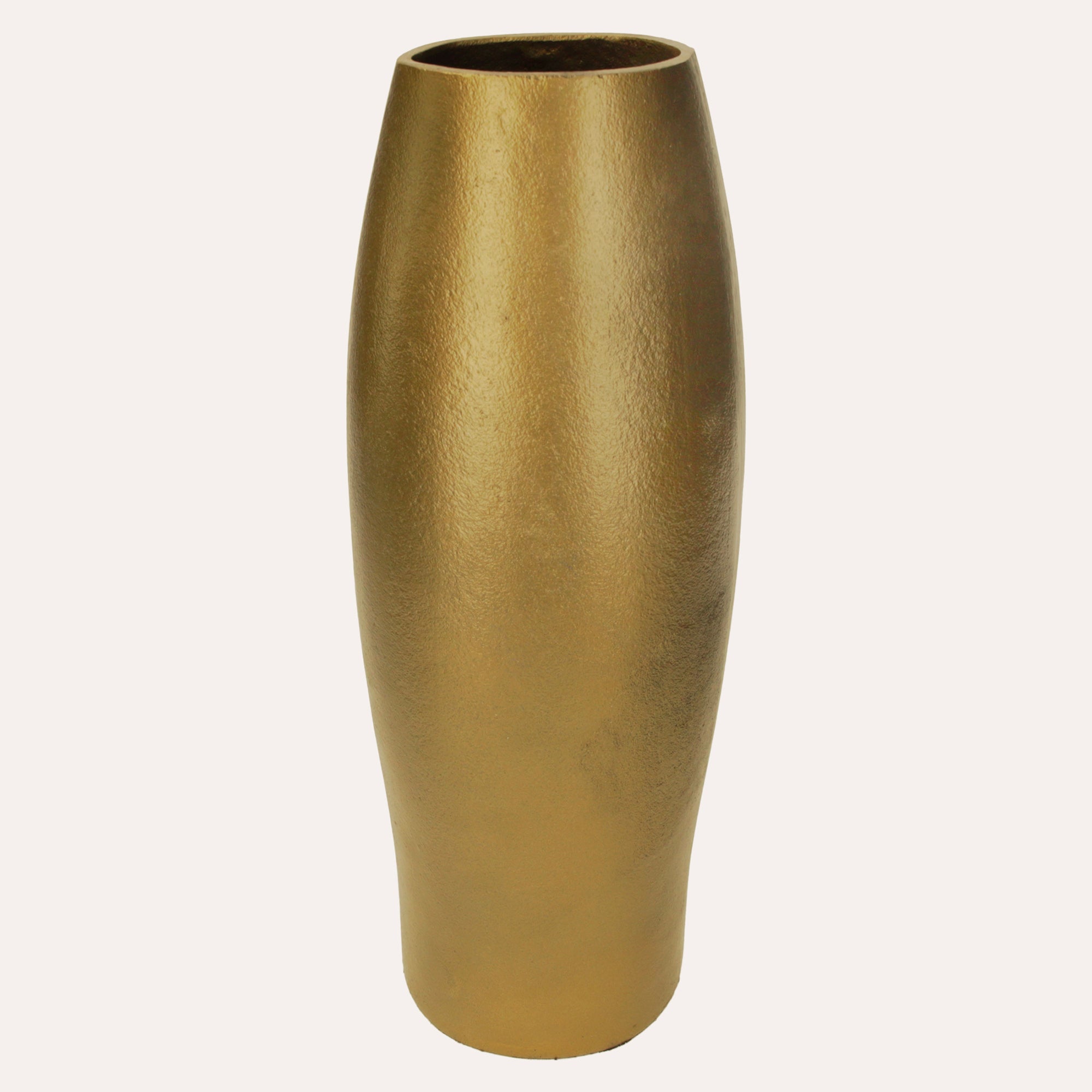 Vaso In Metallo Dorato Con Volto Etnico