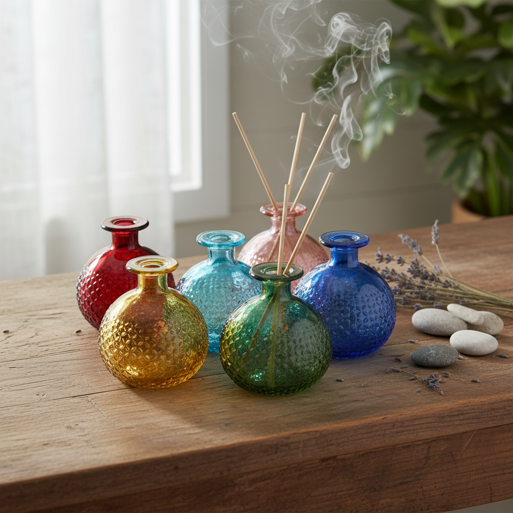Set of 6 Mini Recycled Glass Bottles