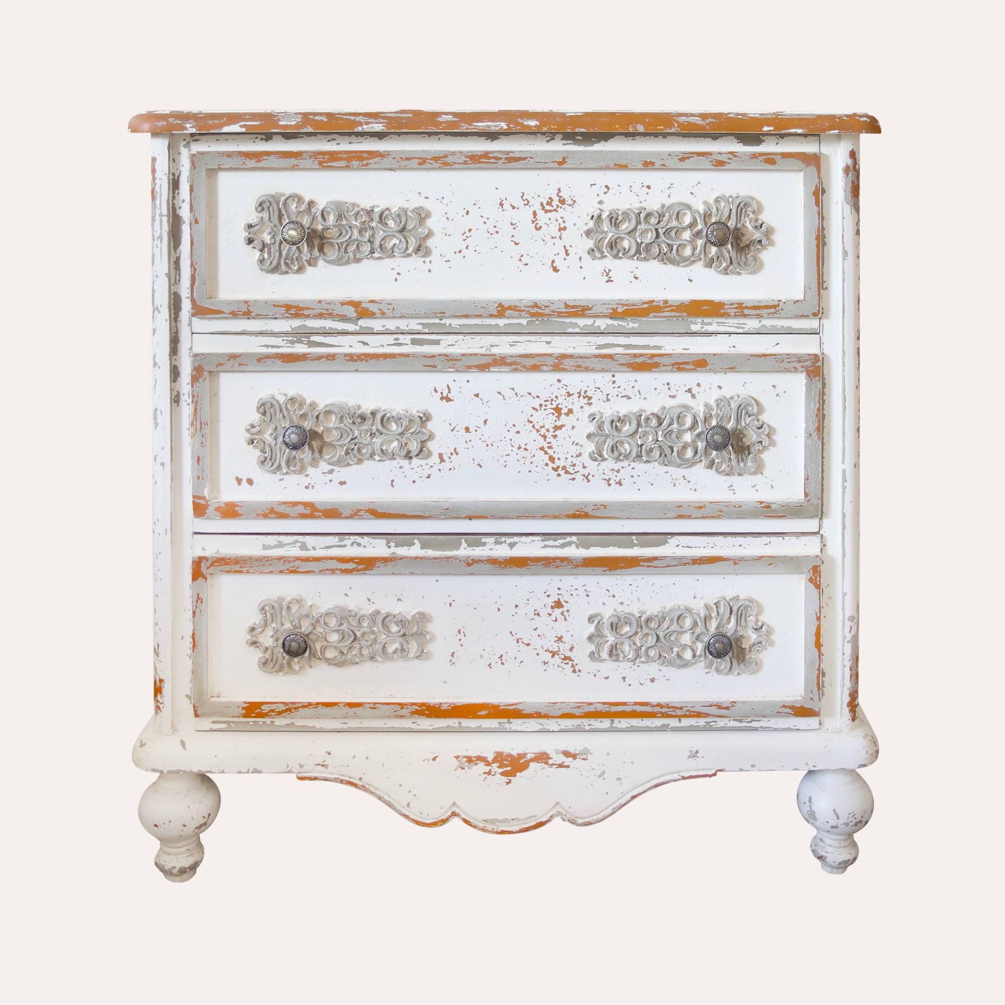 Cassettiera 3 cassetti in Legno Bianco 88X38X93 cm