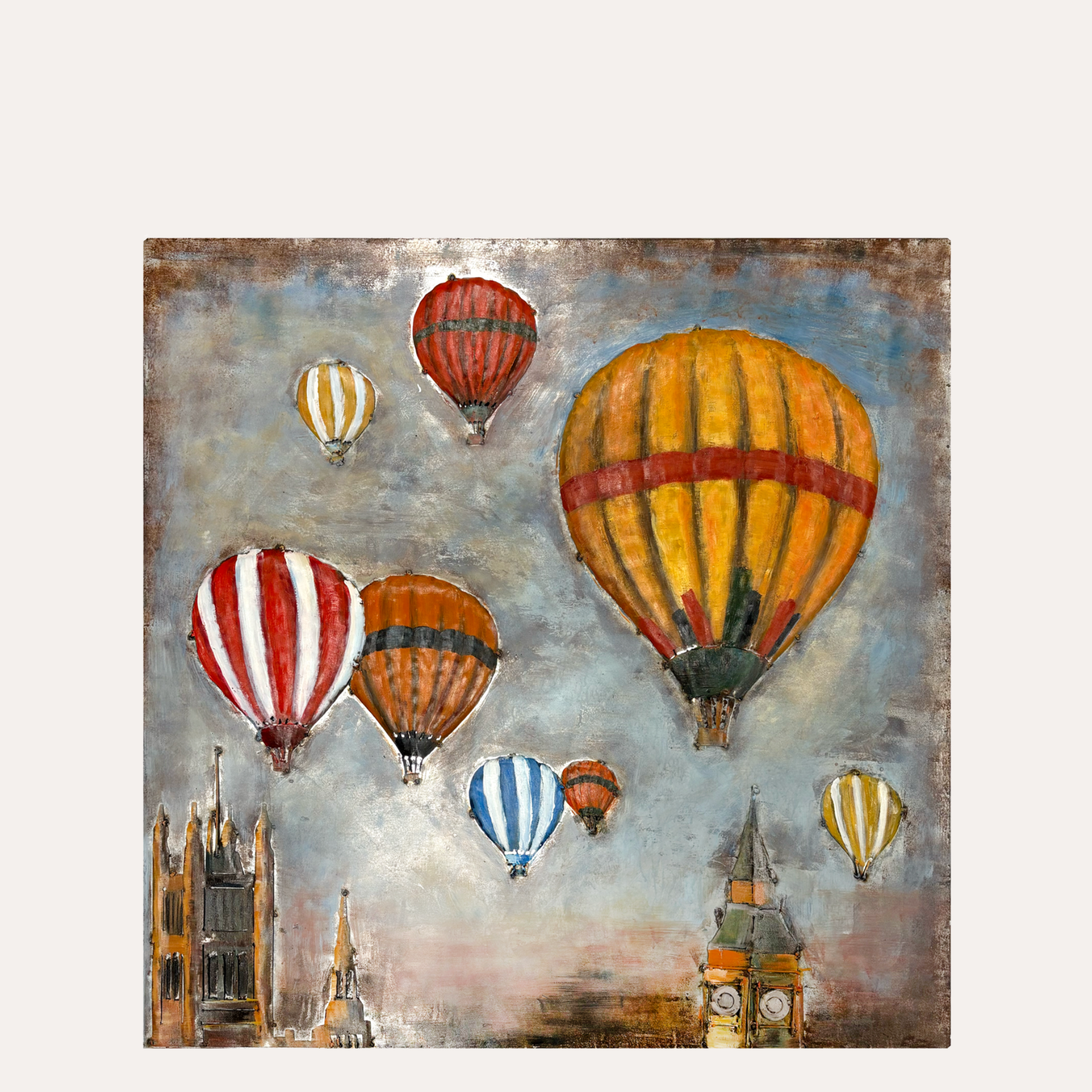 Quadro Decorativo in Ferro Mongolfiere "London"