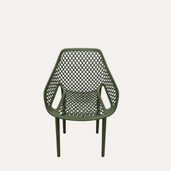Poltrona Traforata in Polipropilene Verde Opaco 56x60x82cm
