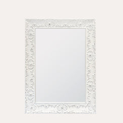 White wall mirror in antique wood 120x90 cm