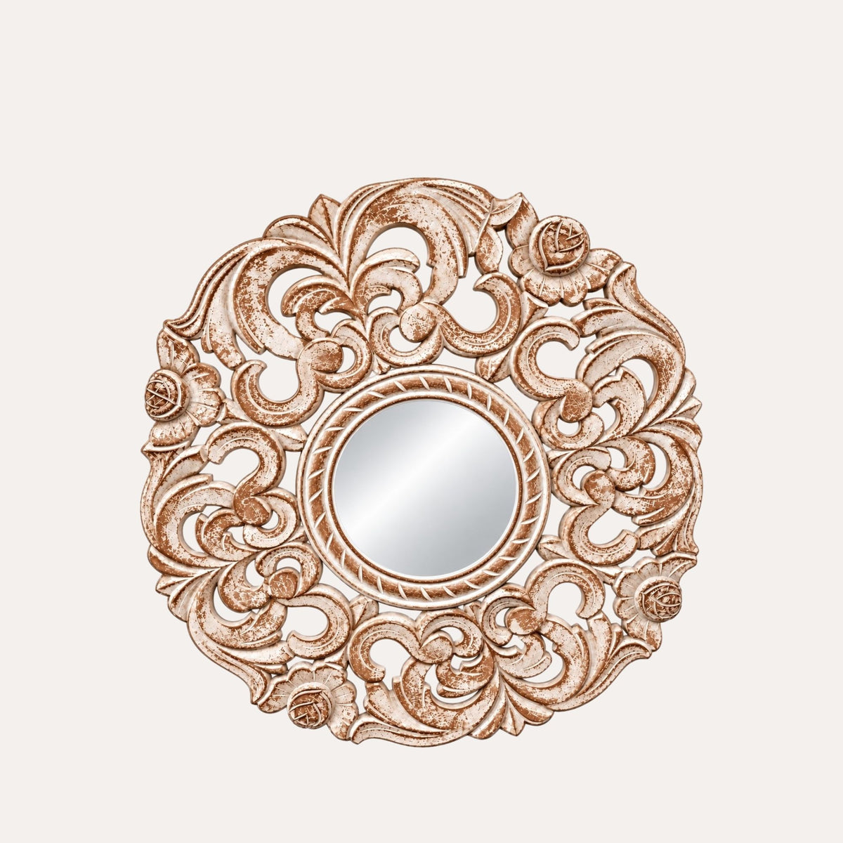 Specchio da parete in Legno Anticato D.60 cm