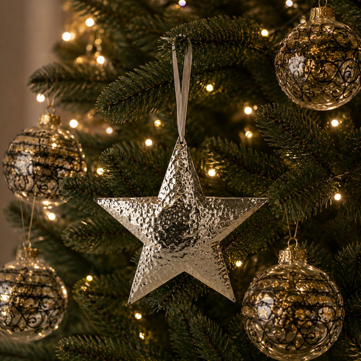 Decoración Navideña Estrella De Metal Al.30X30X3