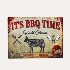 Tin Sign "BBQ Time" 40x30 cm