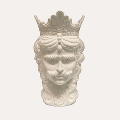 White ceramic wall-mounted Moorish head vase H40 cm