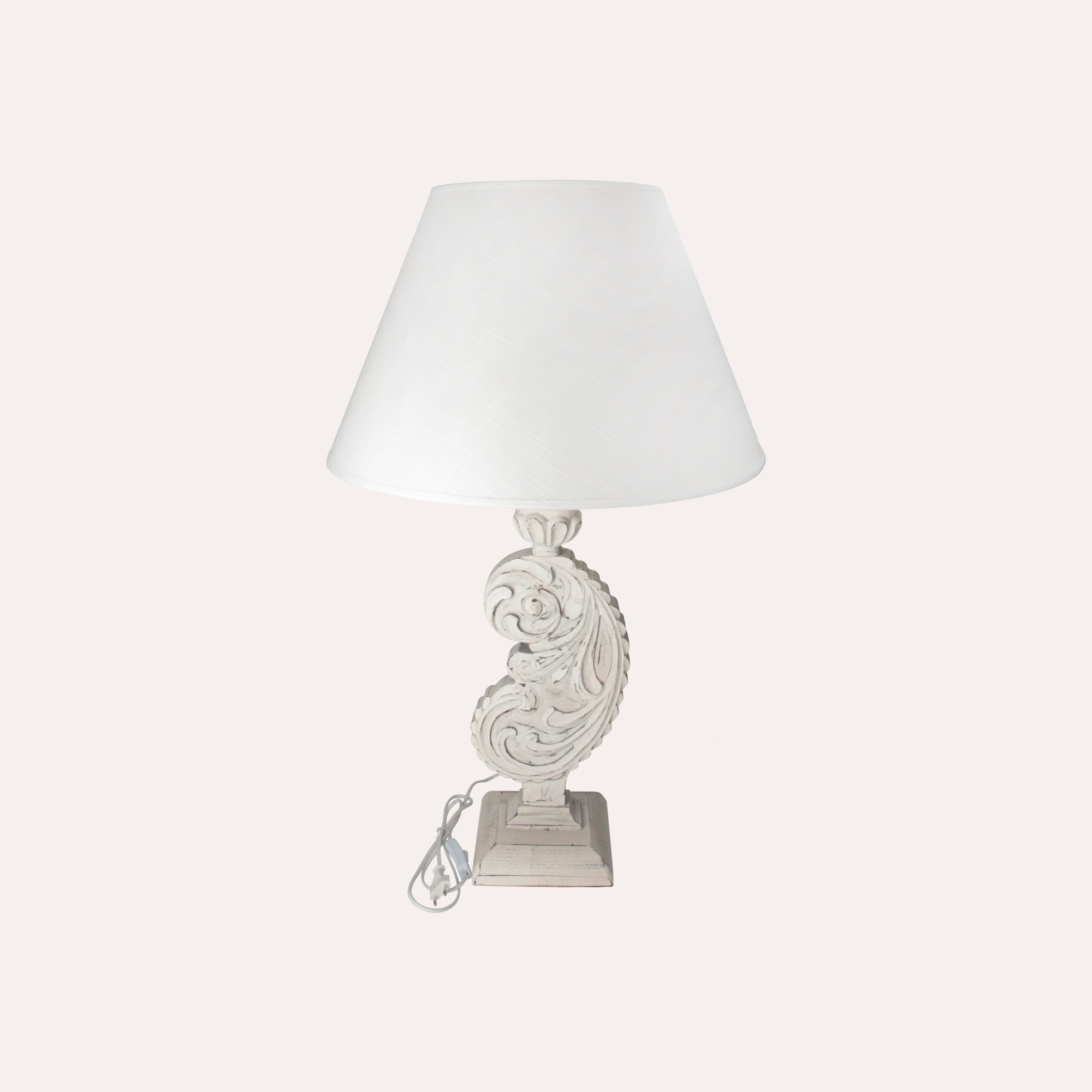 Shabby Chic Lamp with Pickled Wood Base