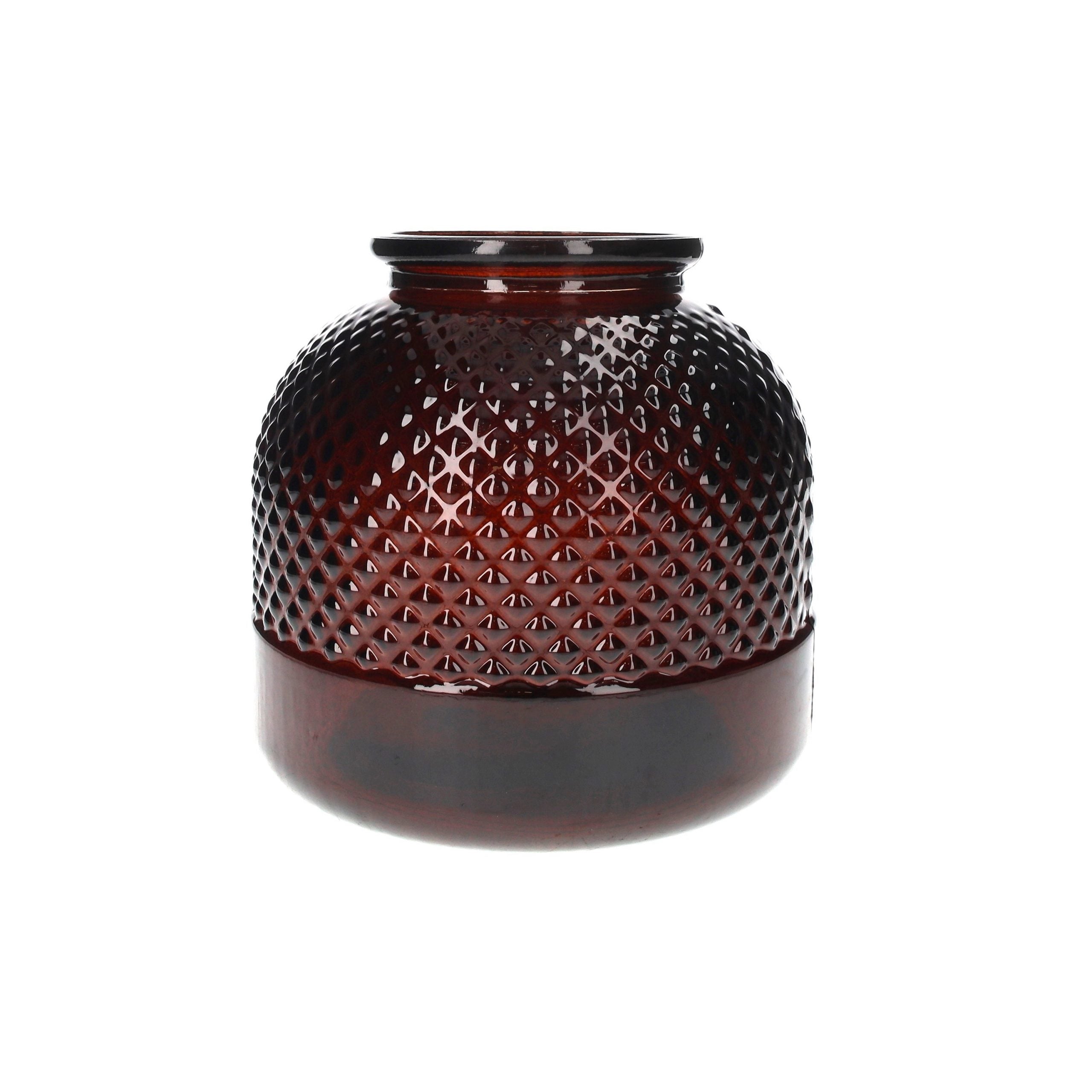 Vaso Decorativo Diamante in Vetro Riciclato Ambra Scuro