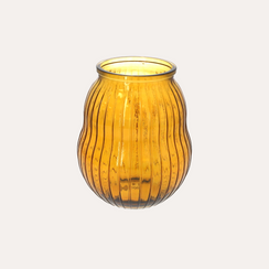 Yellow Ribbed Round Glass Vase h.23 x d.20 cm