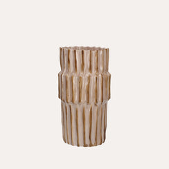 Vaso Cilindrico in Ceramica Beige H.35 D.20 cm