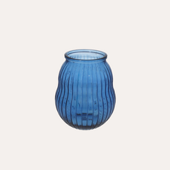 Ribbed rounded cobalt Glass vase h.23 x d.20 cm