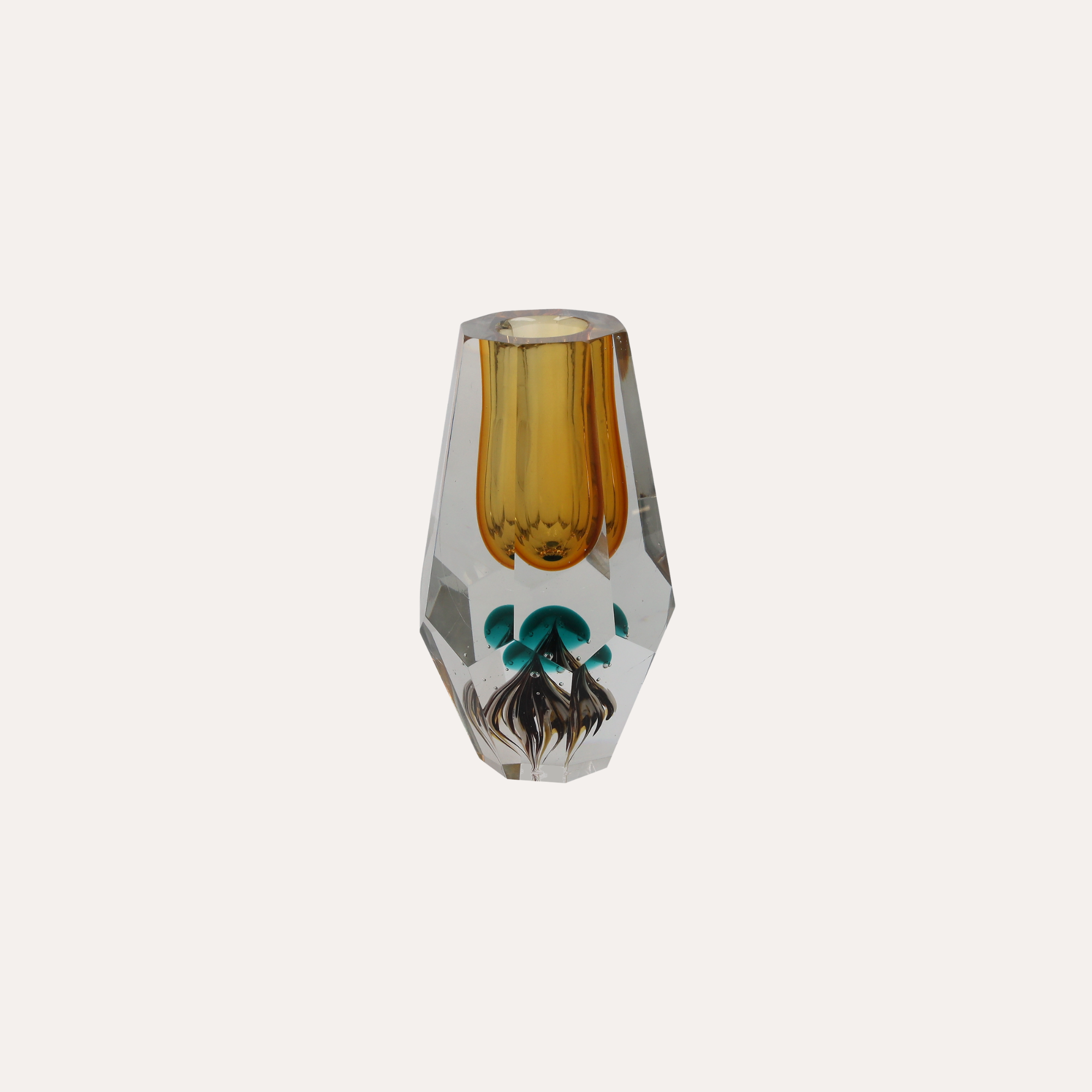 Vaso Diamante in Vetro con Sfondo Giallo Altezza cm 19
