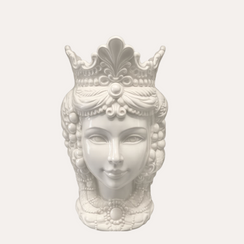 White ceramic Moor's head wall vase H40 cm