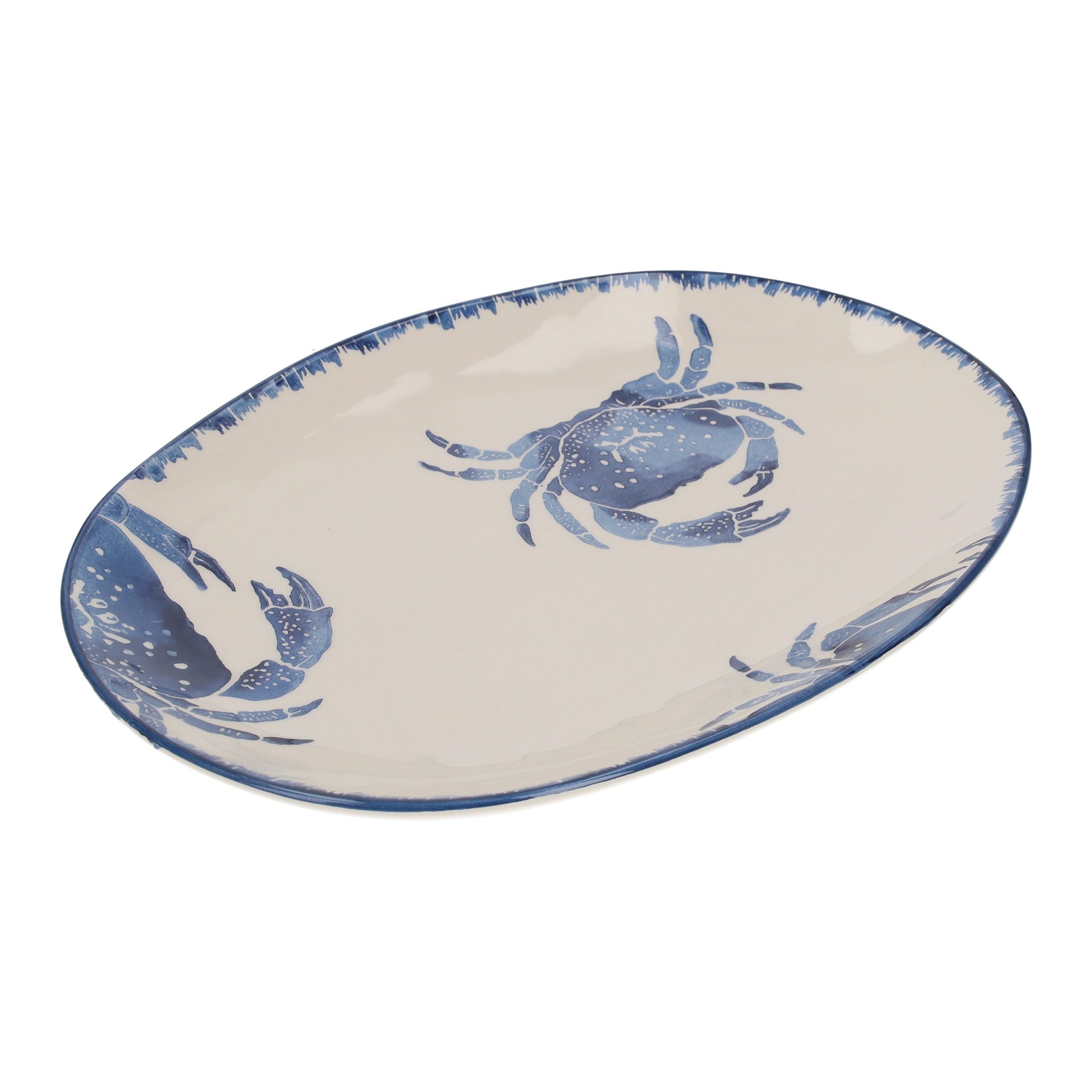 Vassoio Ovale in Ceramica con Granchio Blu