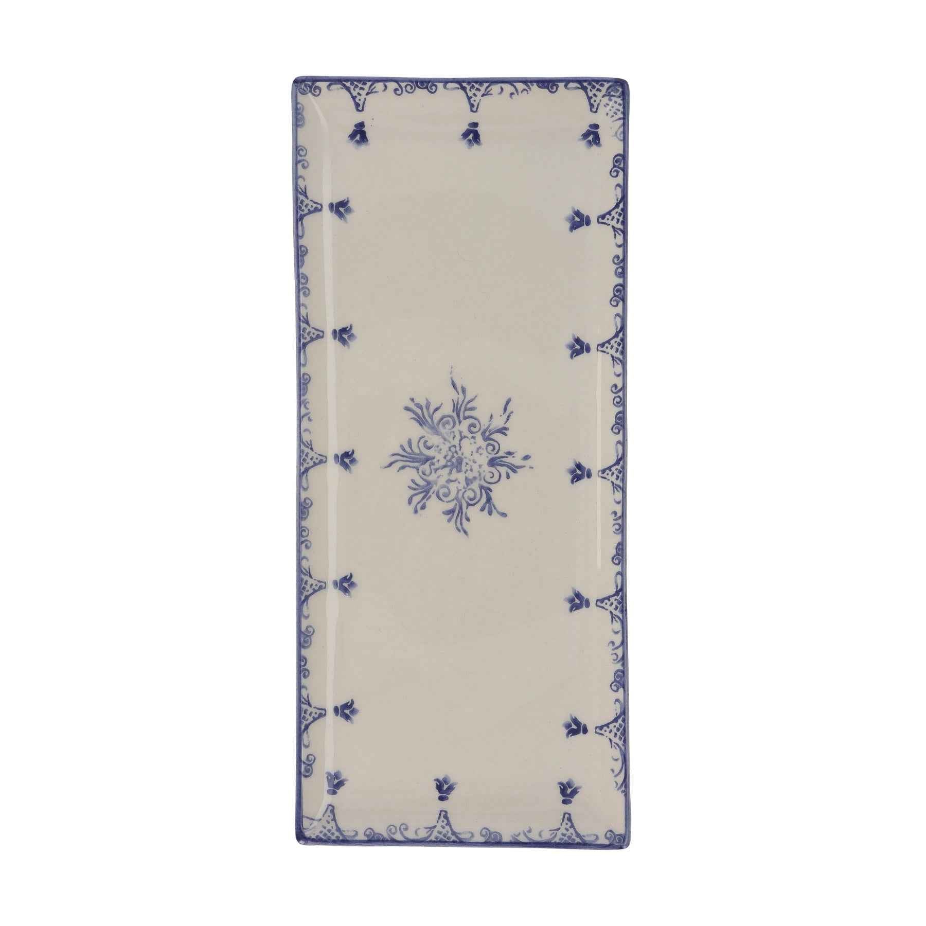 Vassoio Rettangolare in Ceramica Blu Stile Barocco – Elegante per Antipasti