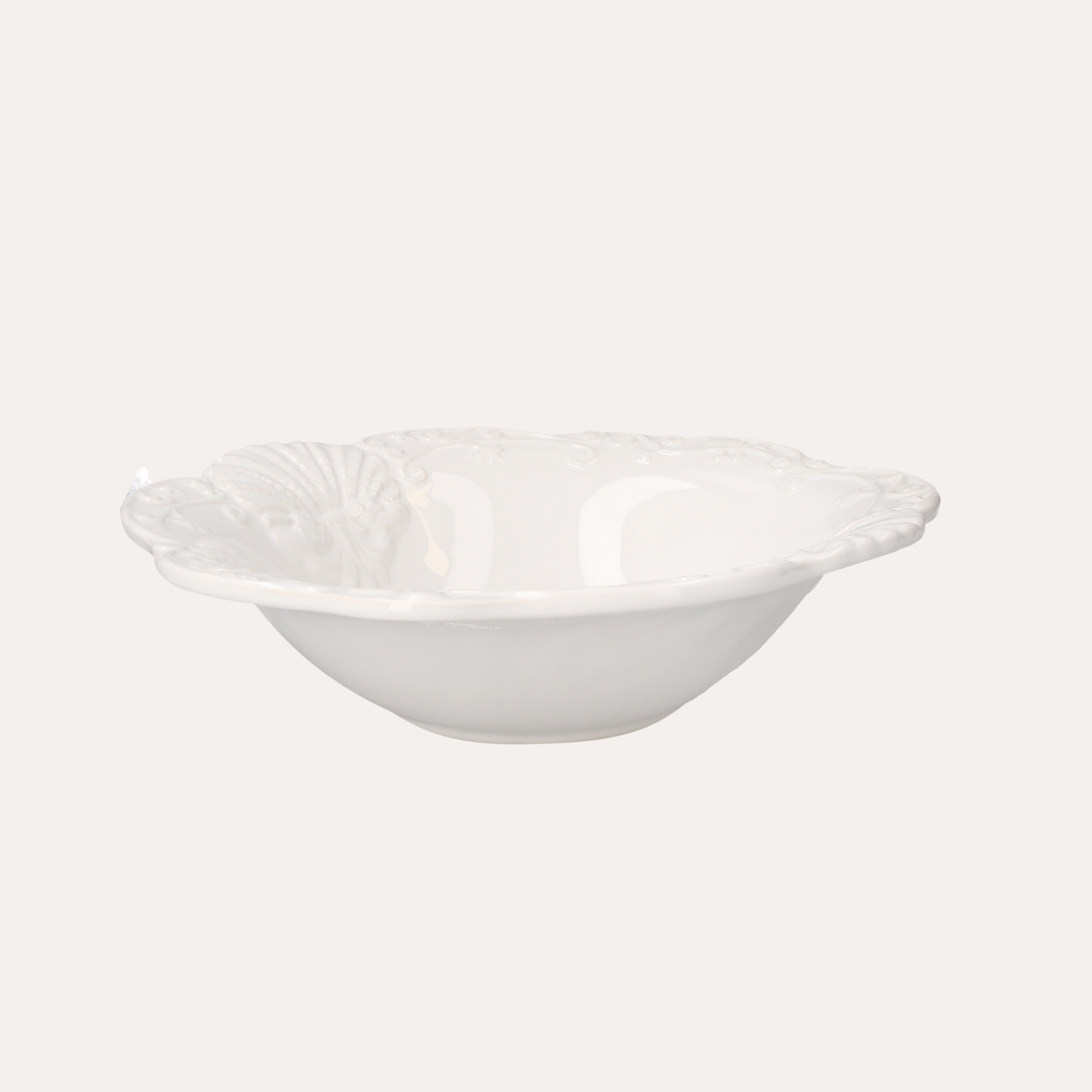 Vasca Centrotavola a Conchiglia in Ceramica Bianca Ø35 x H18 cm