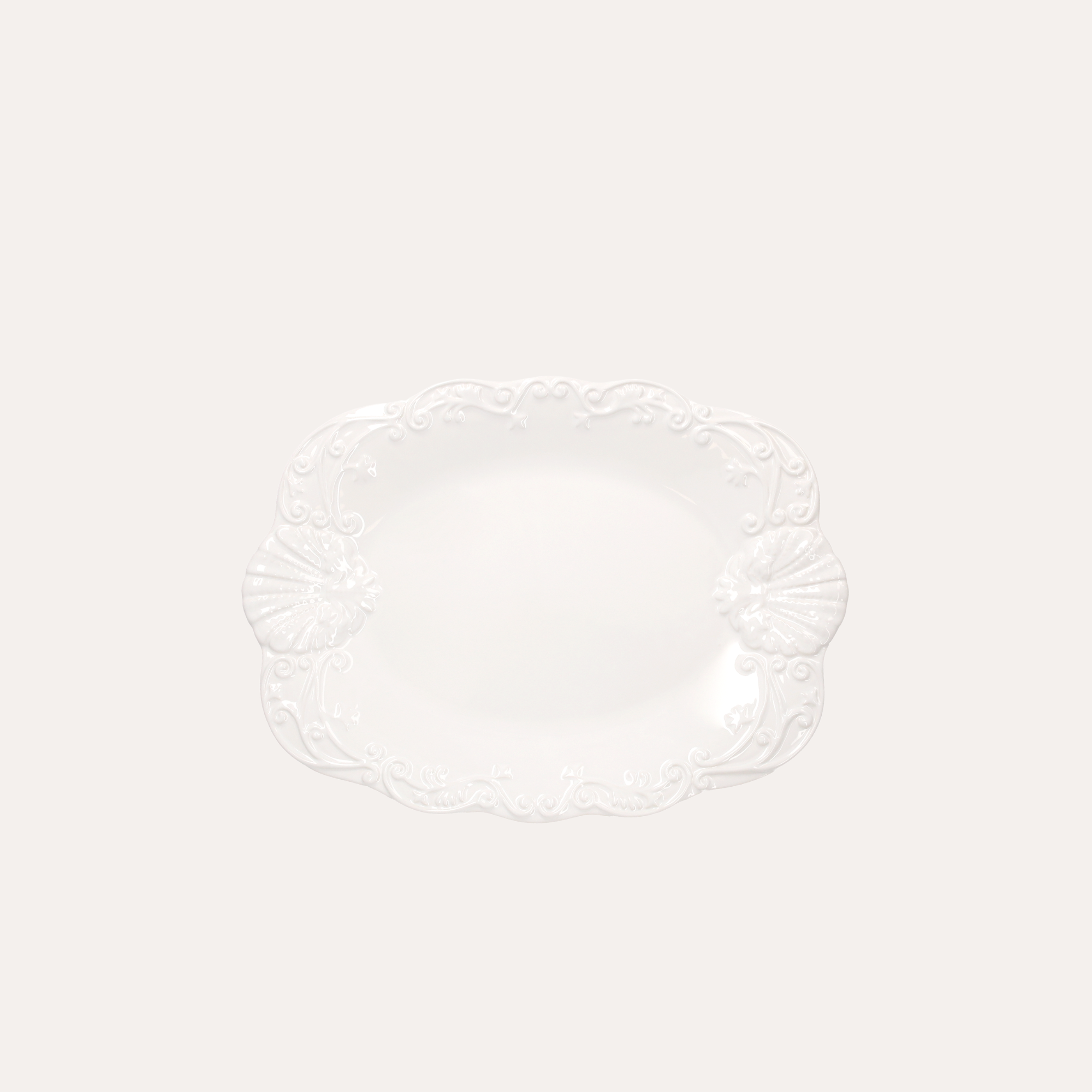 Vassoio a Conchiglia in Ceramica Bianca 39x30 cm
