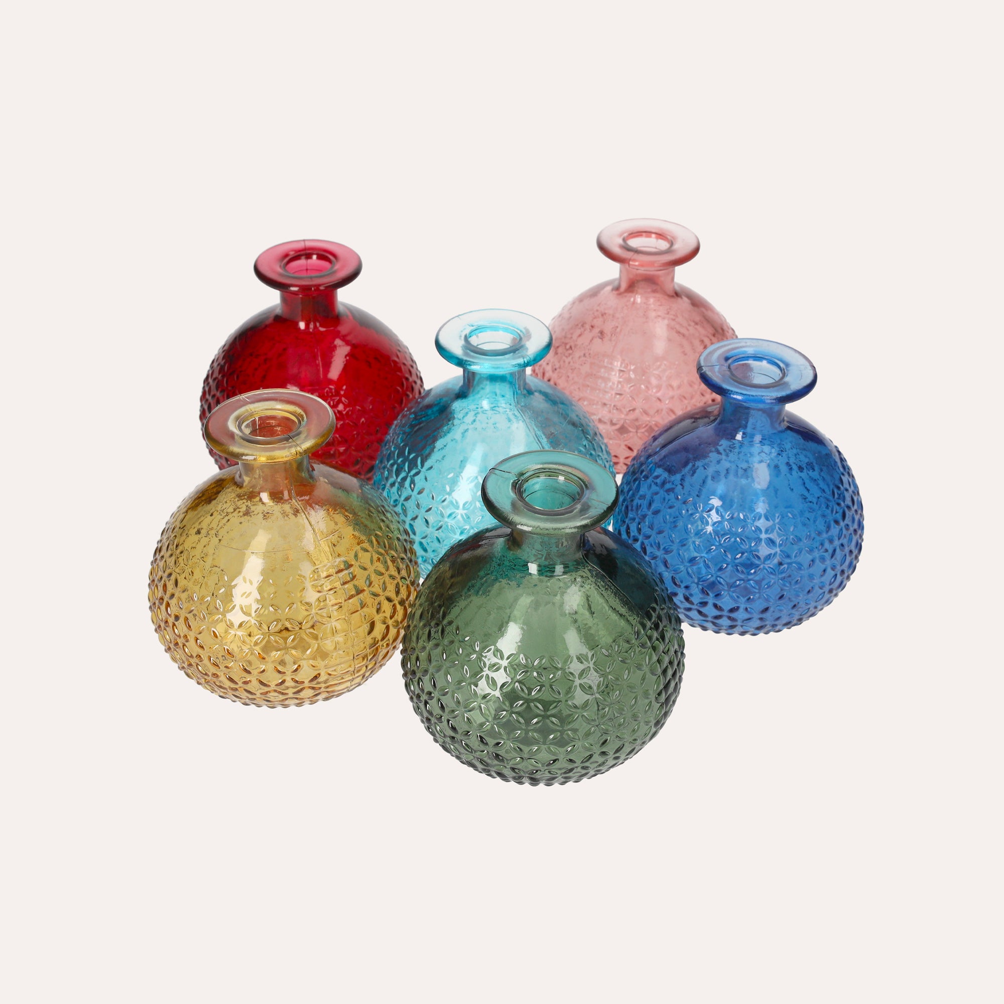 Set of 6 Mini Recycled Glass Bottles