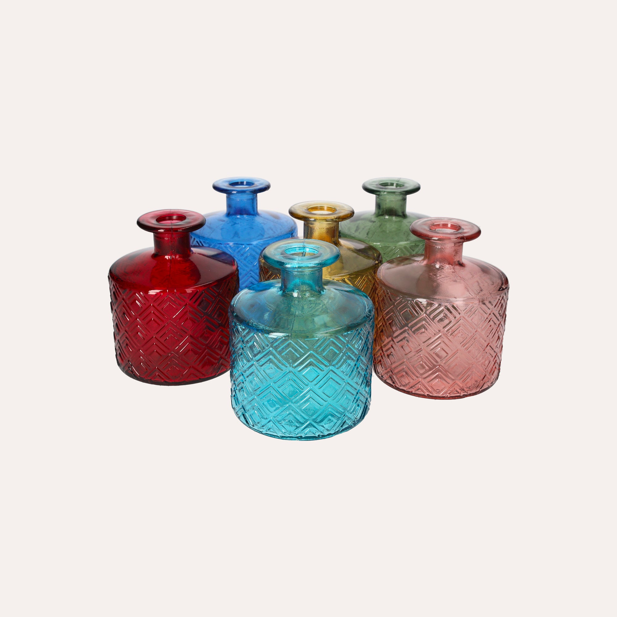 Set di 6 Boccette in Vetro di Riciclo Colorate