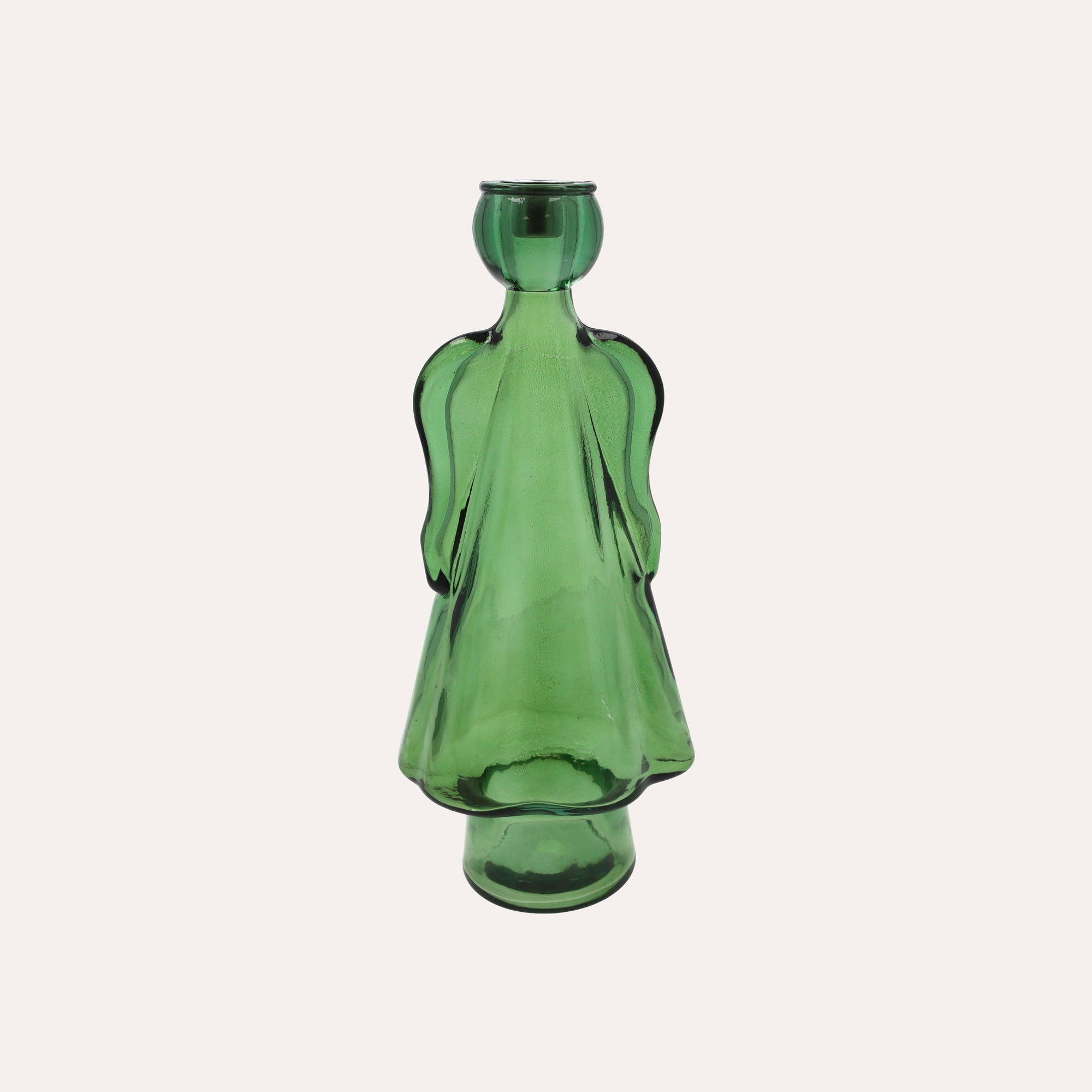 Angelo in Vetro con Porta Candela Verde (10x8x24cm)