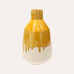 Large Ocher Yellow Ceramic Amphora Vase