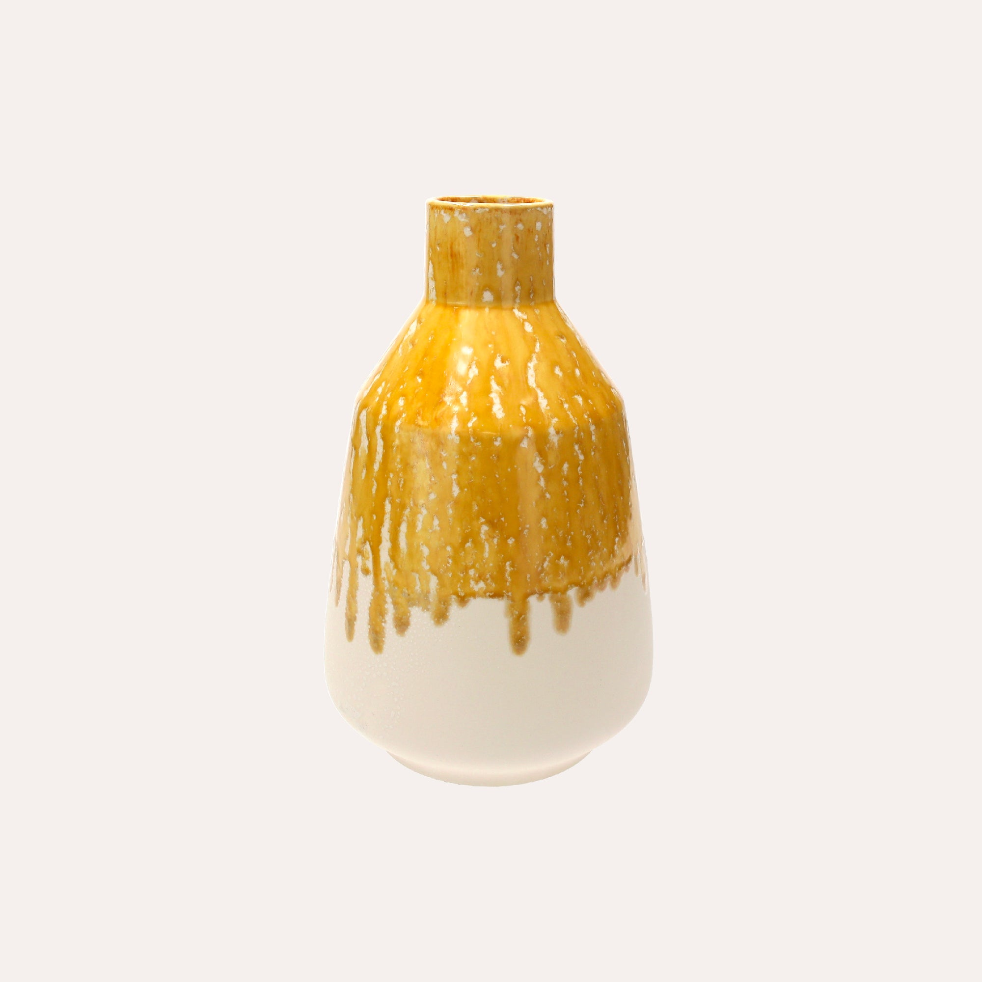 Vaso Anfora in Ceramica Giallo Ocra H. 28 cm