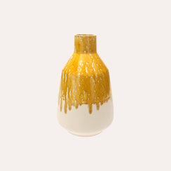 Ochre Yellow Ceramic Amphora Vase H. 28 cm