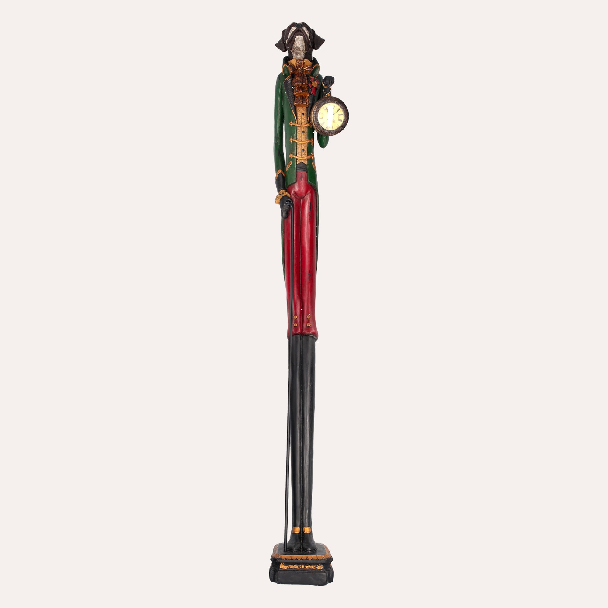 Statua Cane con Orologio in Resina H. 143 cm