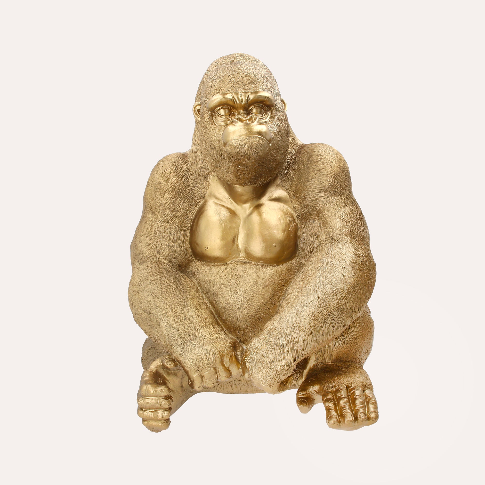 Statua Gorilla Dorato in Resina 45x40x58 cm