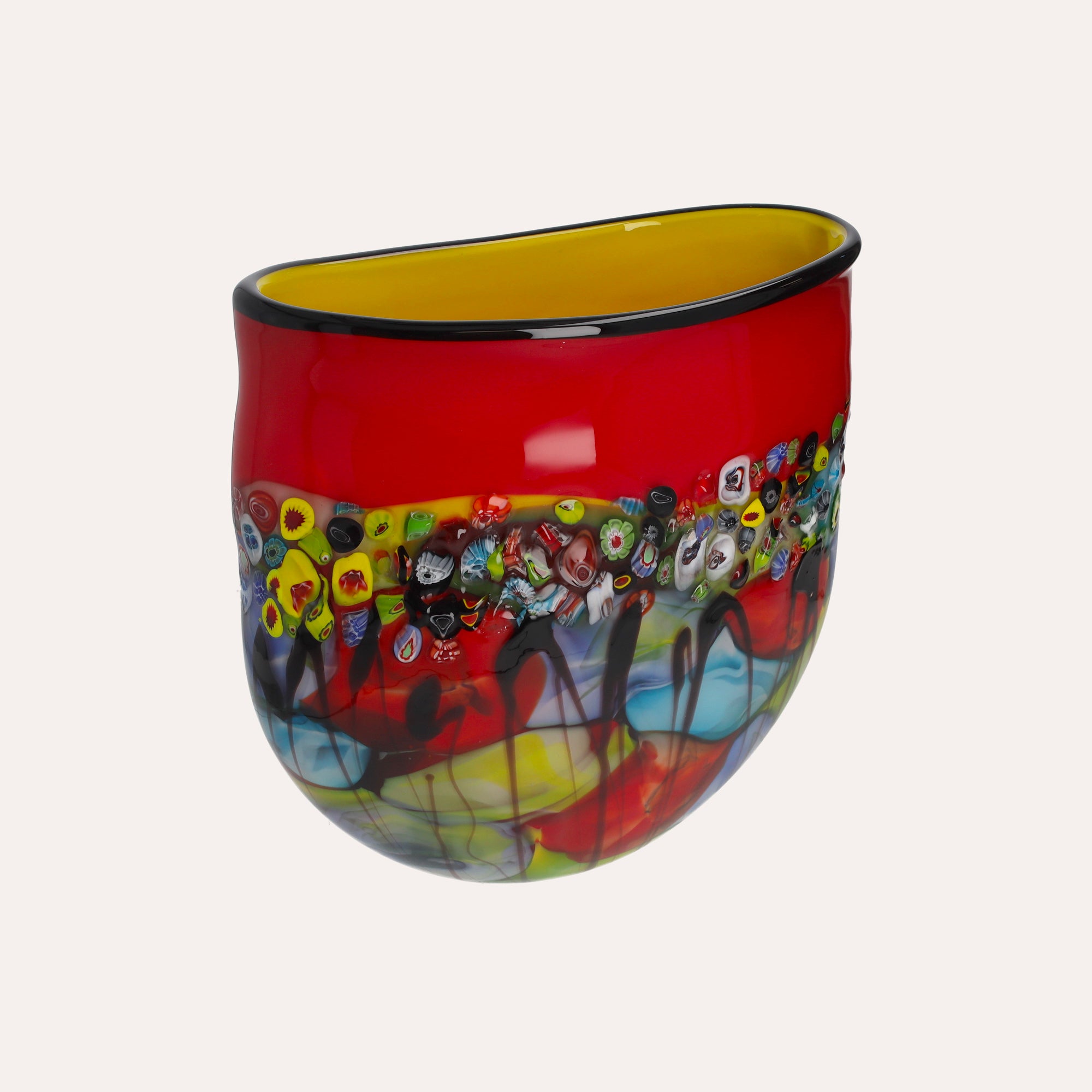 Vaso ovale decorativo in Vetro (34x30) Rosso