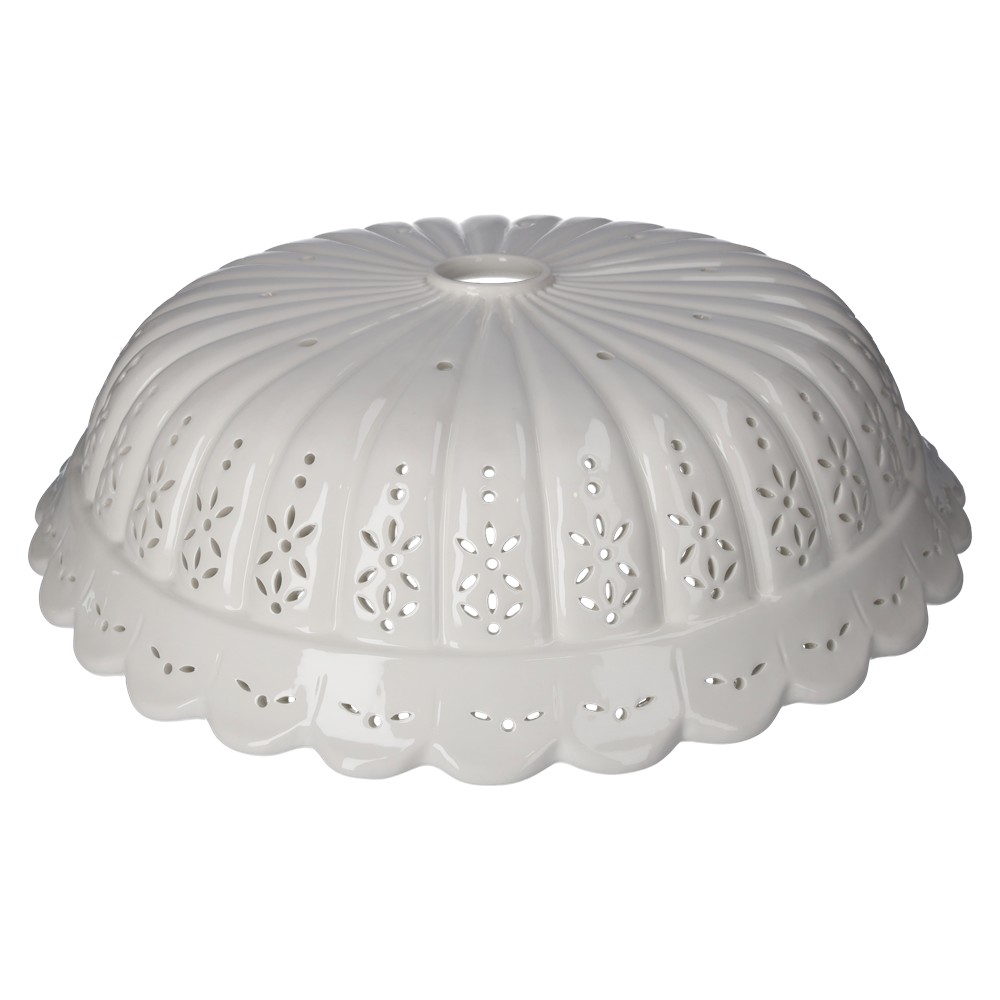 Paralume Rotondo 42 cm in Ceramica Bianca Traforata